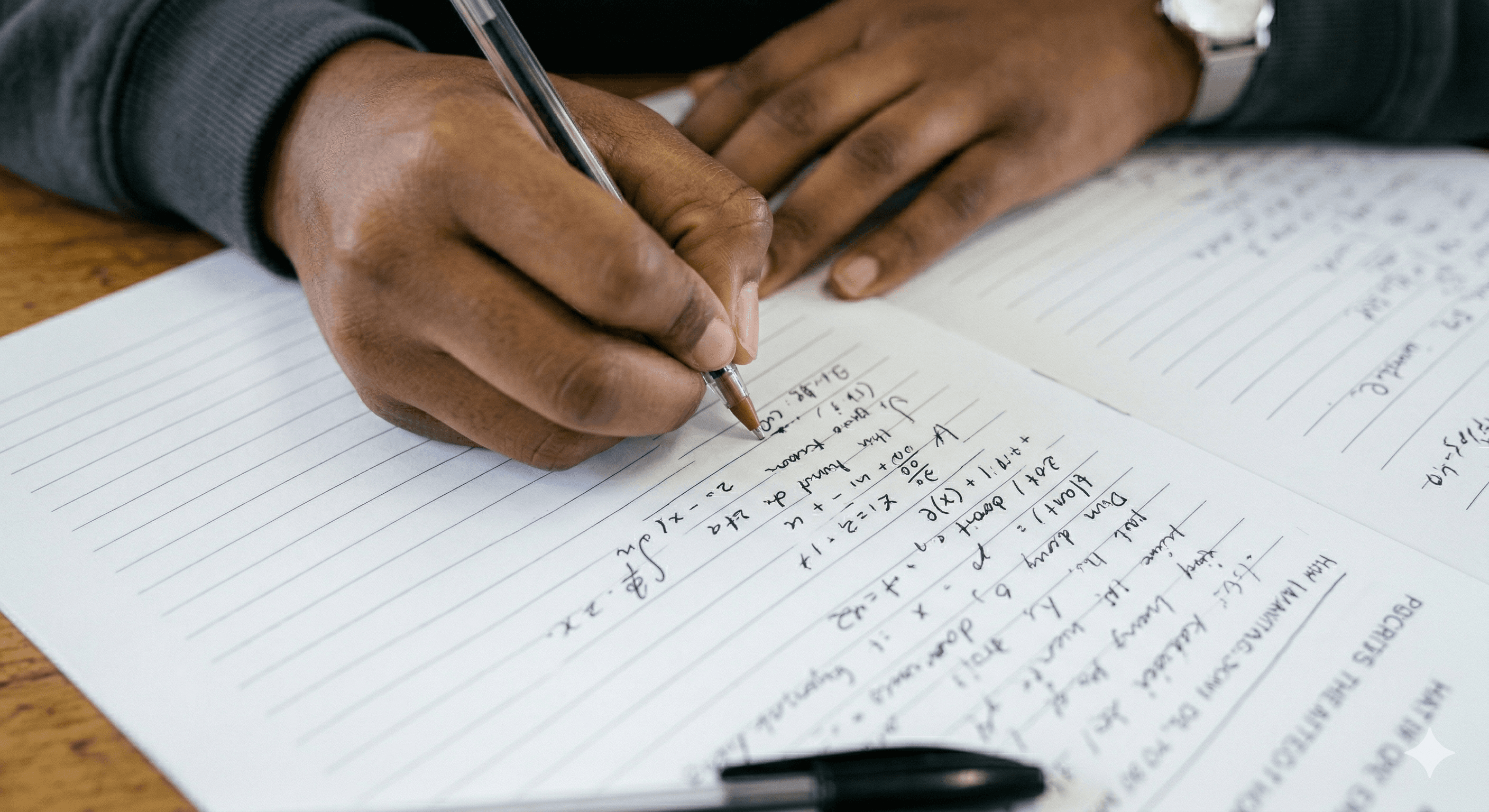 Student writing on paper during a classroom assignment