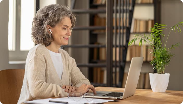 Teacher working on lesson planning and grading